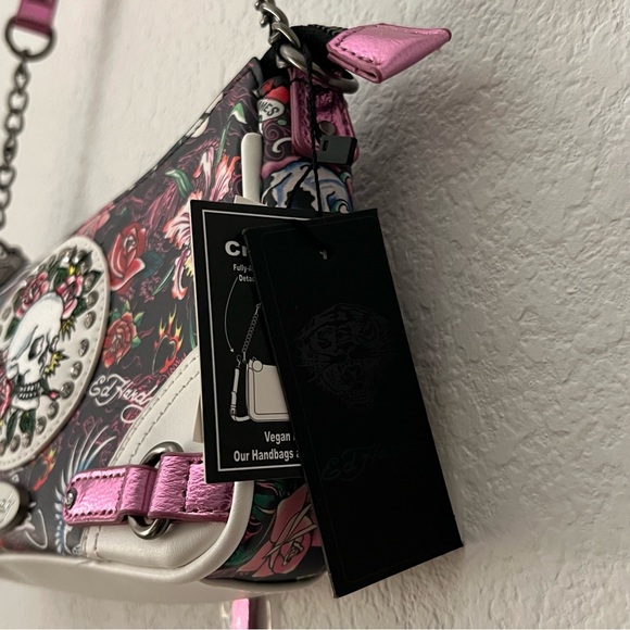 NEW! Authentic Ed Hardy Skull & Roses Convertible Crossbody & Shoulder Bag - Picture 6 of 12